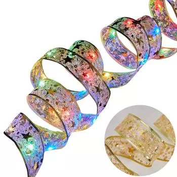 Светящиеся Теплые Очаровательные Светящиеся Ленты Гирлянда Рождественская Елка Бантики Гирлянда Рождественская Лента Свадьба warm light