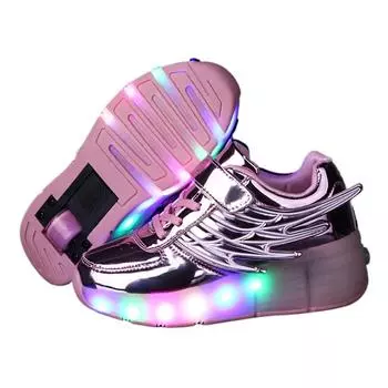 Светящиеся туфли Runaway Shoes с одним колесом, двухколесные коньки, туфли с лампой на крыльях 35