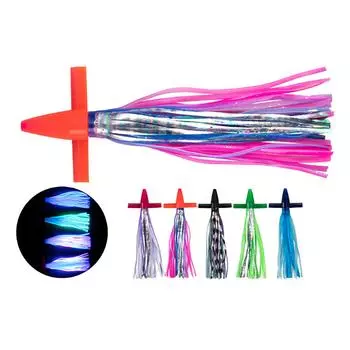 Светящиеся юбки для кальмаров, рыболовные приманки, мягкие резиновые осьминоги, приманки, светящиеся приманки для троллинга, рыболовные снасти для соленой воды 18