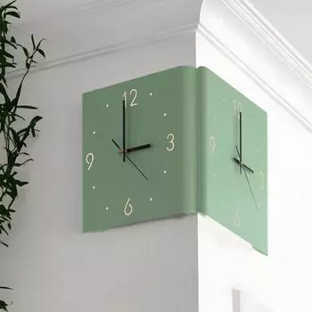 Светящиеся угловые настенные часы с полыми цифрами, бесшумная работа от батареи Unilateral кремовый