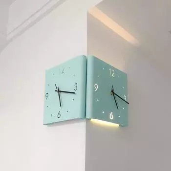 Светящиеся угловые настенные часы с полыми цифрами Бесшумная работа Простая установка Работающие от батареек двухсторонние угловые настенные часы Unilateral