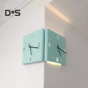 Светящиеся угловые настенные часы с полыми цифрами Бесшумная работа Простая установка Работающие от батареек двухсторонние угловые настенные часы Unilateral молочный белый