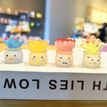 Светящиеся украшения в виде кактусов, креативные миниатюрные растения, настольные поделки из смолы, мини-домашние бонсай, флуоресцентные декоративные скульптуры A2