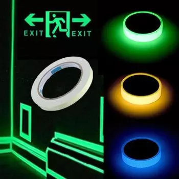 Светящиеся в темноте 5 цветов велосипедные уличные самоклеящиеся флуоресцентные предупреждающие наклейки светящаяся лента 10mm*1 m