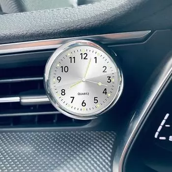 Светящиеся в темноте автомобильные часы - ночник-подсветка приборной панели автомобиля со светящимся циферблатом и системой двойного крепления серебряный
