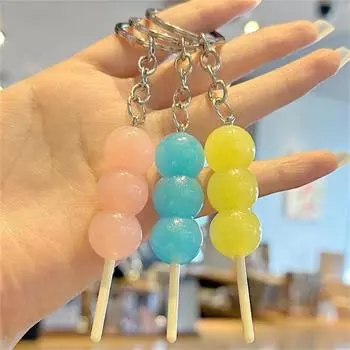 Светящиеся в темноте брелки для ключей Bing Tang Hu Lu с подвеской из смолы в виде еды, мини-брелки