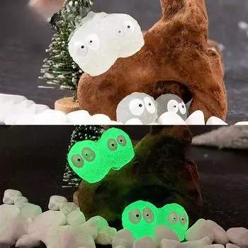 Светящиеся в темноте маленькие черные трехмерные смоляные украшения Микропейзажи Светящиеся декоративные аксессуары Автомобильный рабочий стол Искусство и ремесла Подарки 10pcs