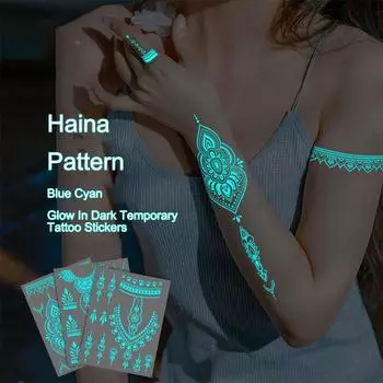 Светящиеся в темноте временные татуировки наклейки Временные водонепроницаемые долговечные татуировки наклейки