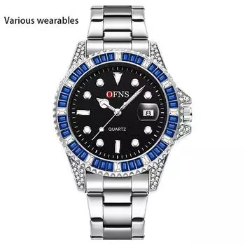 Светящиеся зеленые кварцевые часы Water Ghost повседневные мужские часы с календарем из стального браслета