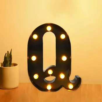 Светящийся алфавитный знак Бар Спальня Праздник День рождения Светодиодный шатер Буква Q 6.81x8.58x1.57inch