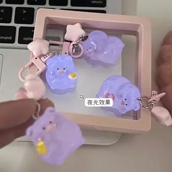 Светящийся брелок из смолы в виде желеобразной свиньи, брелок с пентаграммой для девочек, брелок для рюкзака, подвеска, аксессуары, креативные подарки для пар
