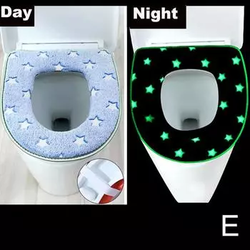 Светящийся чехол на сиденье унитаза, мягкий теплый коврик, универсальный съемный моющийся чехол для унитаза, молния для ванной комнаты Ac G3S0 fastening blue-One-size
