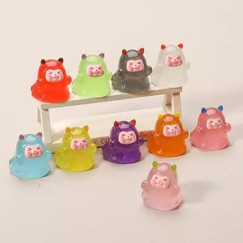 Светящийся чертенок Кики Мини Фигурка Случайный 1 Шт Настольный Милый Мультяшный Декоративный Орнамент Аксессуары Из Смолы разноцветный