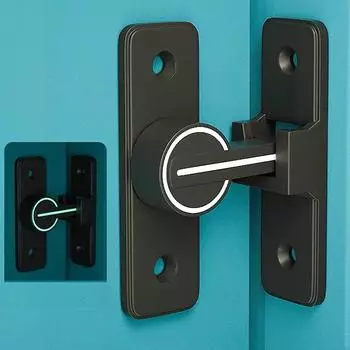 Светящийся дверной замок из цинкового сплава, защелка для раздвижной двери на 90 градусов, прочный болт для ворот амбара, защита приватности, шкаф для одежды чёрный