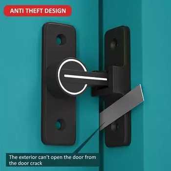 Светящийся дверной замок из цинкового сплава, защелка для раздвижной двери на 90 градусов, прочный болт для ворот амбара, защита приватности, шкаф для одежды чёрный