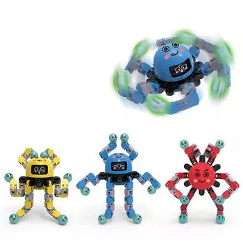 Светящийся гироскоп на кончике пальца с универсальной механической игрушкой для лица, роботом-осьминогом, светящейся декомпрессией вращения пальцев