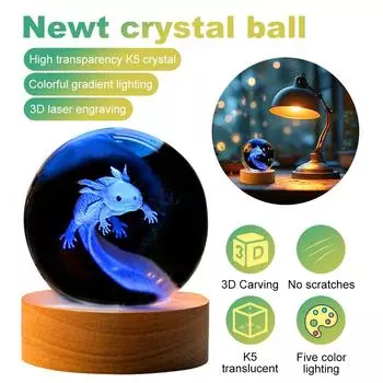 Светящийся хрустальный шар, маленький ночник, USB-интерфейс, основание из цельного дерева, 3D внутренняя резьба, для отправки мальчикам, креативные маленькие украшения