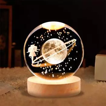 Светящийся хрустальный шар-ночник - Star Walk Decor для спальни и подарков 6CM Ball, Warm Light, USB
