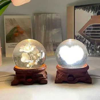 Светящийся хрустальный шар основа реквизит для фотосъемки стеклянный шар основа новая подставка для ювелирных изделий украшение для дома Warm Light