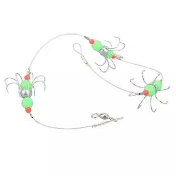 Светящийся крючок для осьминога из высокоуглеродистой стали с колючей леской, рыболовные снасти, рыболовные снасти