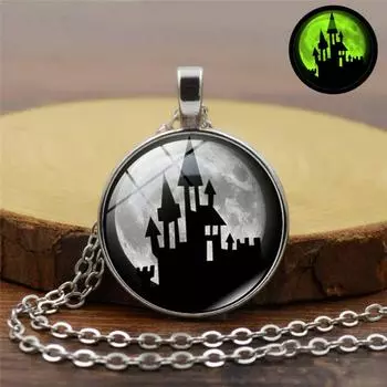 Светящийся кулон ожерелье Хэллоуин Дикие ретро аксессуары ювелирные изделия чёрный
