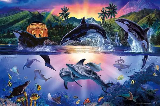 Светящийся пазл из 1000 деталей Puzzle Master Lassen Orca World II Целься! (50x75cm)