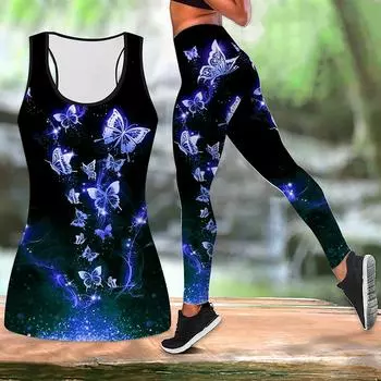 Светящийся принт бабочки йога костюм для женщин модные леггинсы для тренировок фитнес спортивные повседневные штаны для йоги XS синий