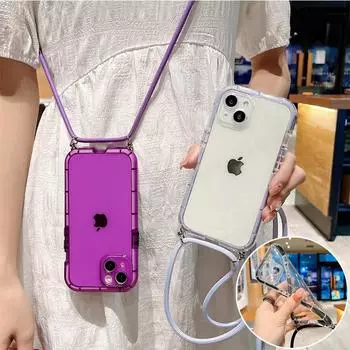 Светящийся прозрачный мягкий чехол для телефона для iPhone 14 Pro Max, ожерелье через плечо, шнур, силиконовый чехол для телефона для Apple 13 12 11 Pro Max, прозрачный чехол