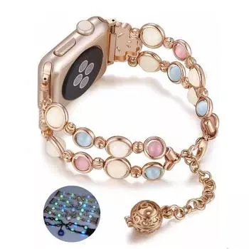 Светящийся ремешок для Apple Watch iWatch Series 1/2/3/4/5/6/7 Размер 41 мм 45 мм 44 мм 40 мм 38 мм 42 мм Ремешок для браслета с блестками для iwatch Ремешок из нержавеющей стали