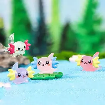 Светящийся шестиугольный дракон, украшение, мини-цветная мультяшная кукла, микро-пейзаж, миниатюрная игрушка, декоративные фигурки синий