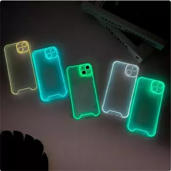 Светящийся силиконовый мягкий чехол с ночником для IPhone 14 13 12 11 15 Pro Max XS XR X 14Pro 13Pro 15Pro Plus IPhone14 Светящийся чехол iPhone 15 Pro Max синий