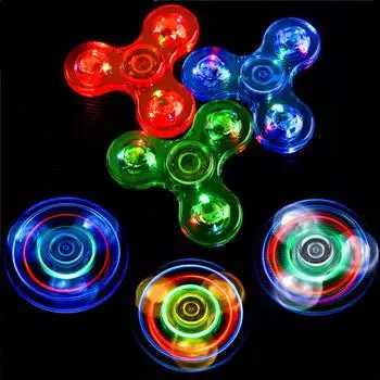 Светящийся светодиодный светильник, спиннер для рук, спиннеры, светящиеся в темноте, EDC Figet Spiner, игрушки для снятия стресса
