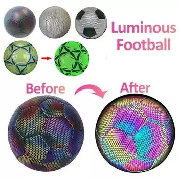 Светящийся светоотражающий футбольный мяч, светящийся в темноте, футбольные ночные игры No.5-C Glow in the dark
