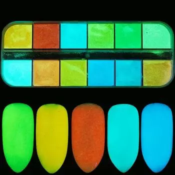 Светящийся ультратонкий неоновый пигмент для ногтей, пудра для украшения ногтей, светящиеся в темноте аксессуары разноцветный