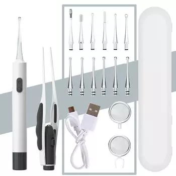 Светящийся ушной вкладыш со светодиодной подсветкой Светящийся ушной вкладыш с зарядкой от USB Сменные ушные вкладыши для чистки ушей Светящийся ушной вкладыш с лупой белый