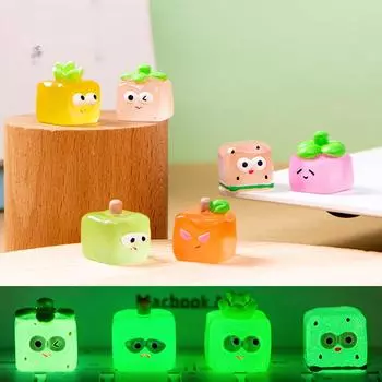 Светящийся в темноте фруктовый кубик льда мультяшный милый светящийся смайлик квадратная смоляная декоративная настольная шпилька аксессуары fruit ice cube series5pc зелёный