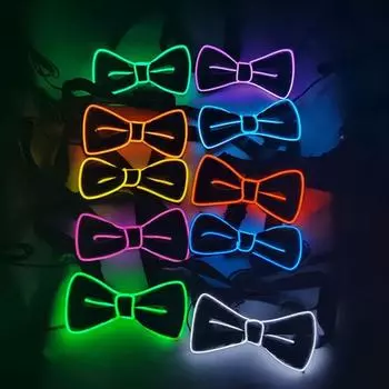 Светящийся в темноте светодиодный галстук-бабочка, мигающий галстук, свадьба, Рождество, день рождения, вечеринка, украшение для дома, Хэллоуин, косплей белый