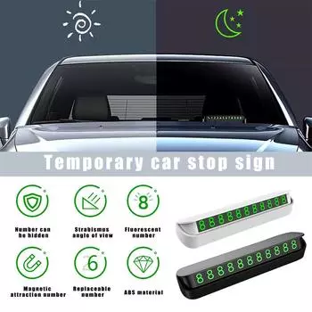 Светящийся в темноте временный номерной знак для парковки автомобиля номерной знак для телефона номерной знак, устойчивый к парковке, скрытый номерной знак, солнцезащитный экран Digi T7W1 белый