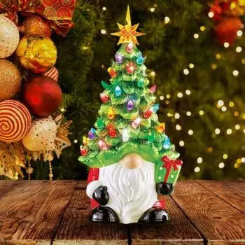 Светящийся внешний вид орнамента в виде гнома, работающий со светодиодной подсветкой, очаровательная батарейка, смола, гном, ремесло, декор для рабочего стола 16 cm