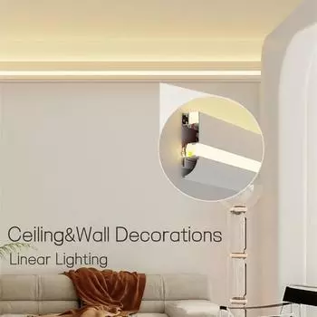 Светящийся вверх-вниз светодиодный алюминиевый профиль для потолка, верхний угол, линейный канал, подсветка стен, спальня, домашний декор, бар, полоса света 0.5mX1pcs