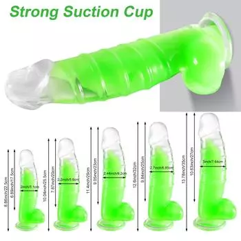 Светящийся зеленый S/M/L/XL/XXL большой фаллоимитатор, реалистичный огромный пенис, искусственный член, член на присоске, анальная пробка, секс-игрушки для женщин, вагина, мастурбатор, магазин