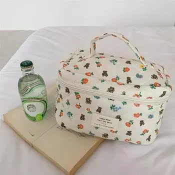 Свежая и милая косметичка в садовом стиле из хлопка, большая вместительная переносная сумка для хранения, косметичка для женщин
