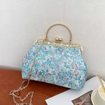 Свежая и милая сумка-чеонгсам с принтом, женская сумка-клипса на одно плечо с косым ремешком чёрный