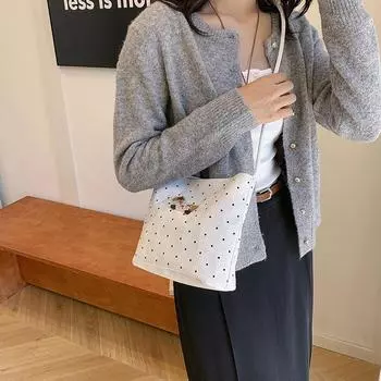 Свежая и милая сумка через плечо из холста, женская сумка-мессенджер с нишевым дизайном, универсальная сумка под мышкой, женская повседневная сумка-мессенджер большой вместимости белый