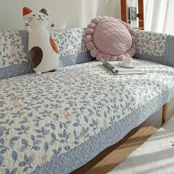 Свежая и универсальная всесезонная ткань с мелким цветочным рисунком, подушка для дивана из чистого хлопка, противоскользящая подушка для сиденья, полностью хлопковое полотенце для подушки для сиденья дивана 70*70cm