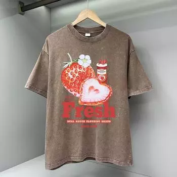 Свежая клубника американская ретро креативная мужская одежда высокое качество футболки больших размеров дышащая футболка S