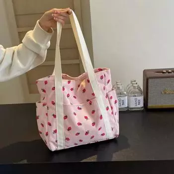 Свежая милая женская сумочка, модная, высококачественная, вельветовая, напечатанная, сумка через плечо для отдыха, шопинга, поездок на работу, женская сумка подмышкой розовый