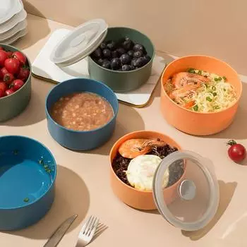 Свежая миска в скандинавском стиле, пыленепроницаемая, полипропиленовая, многофункциональная, для общежития, миска для лапши Bento, столовые принадлежности S синий
