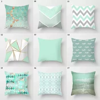 Свежая мода, мятно-зеленая, синяя наволочка для гостиной, дивана, офиса, наволочка, современный простой геометрический домашний декор 40x40cm