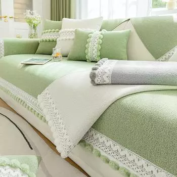 Свежая подушка для дивана из синели, новинка 2024 года, универсальные подушки для сидений на четыре сезона, одеяло, нескользящий чехол для дивана, тканевый чехол 70*70cm